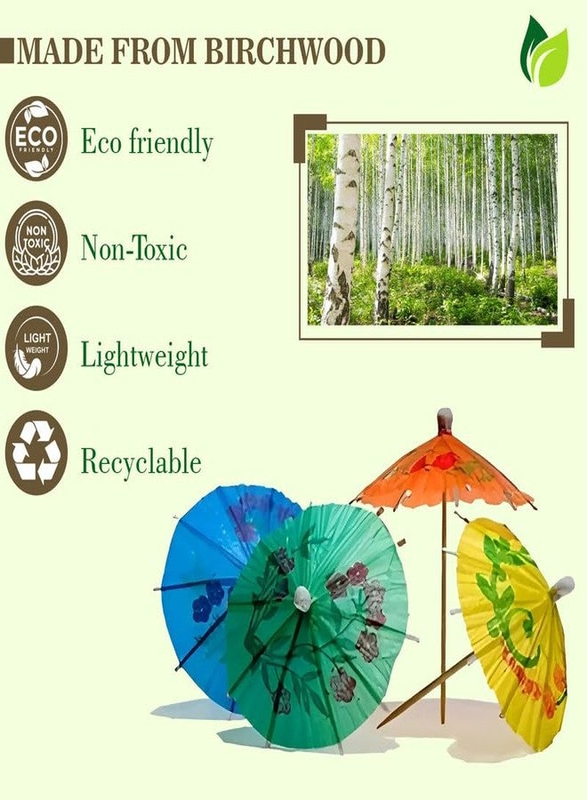 Unify EcoHomes 50 Pieces Umbrella Toothpick | Tropical Hawaiian Topper | Wooden Bamboo Luau Sticks | Cocktail Decorative | Snack Cakes Fruit Bar Café Home Party Supplies - Image 4